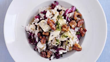 Vegetarisches Risotto mit Gorgonzola.
