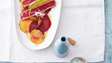 Thunfisch-Carpaccio, Rote und Gelbe Bete