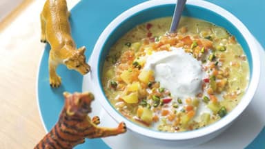 Vegane Linsen-Curry-Suppe mit Kokossahne - ein Genuss für Jung und Alt