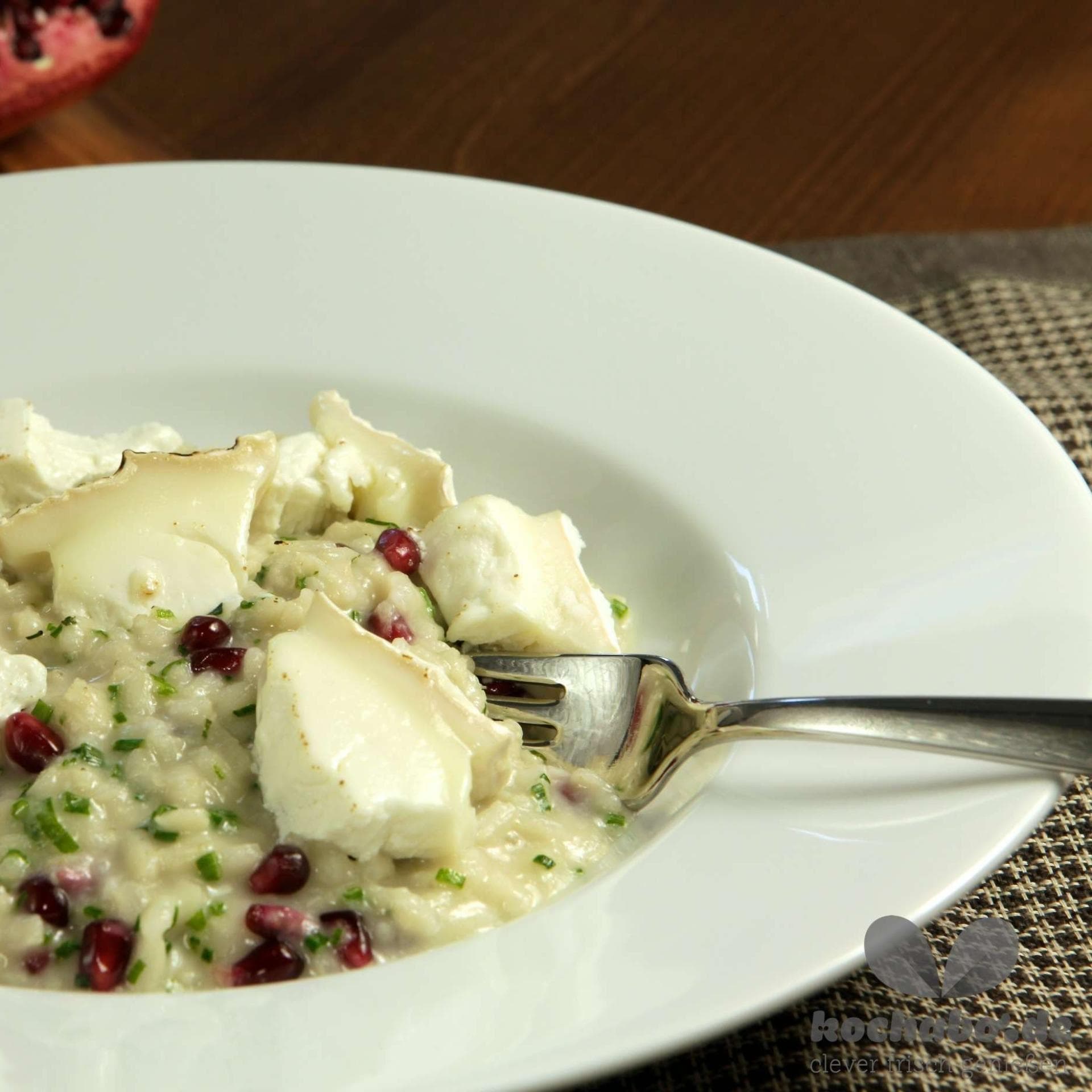 Risotto mit Granatapfel und Ziegenkäse Risotto mit Granatapfel