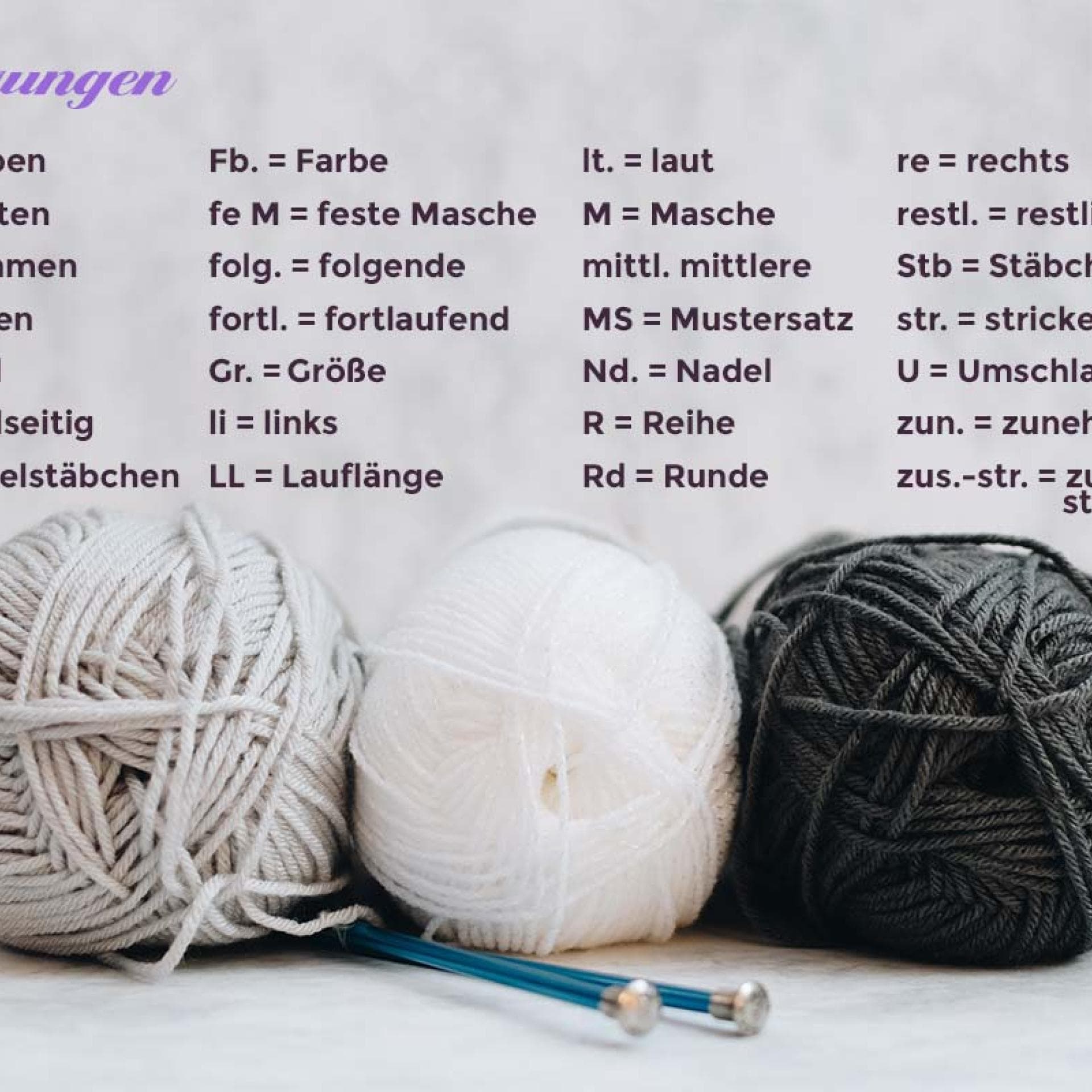 Abkürzungen Stricken Abkürzungen Stricken