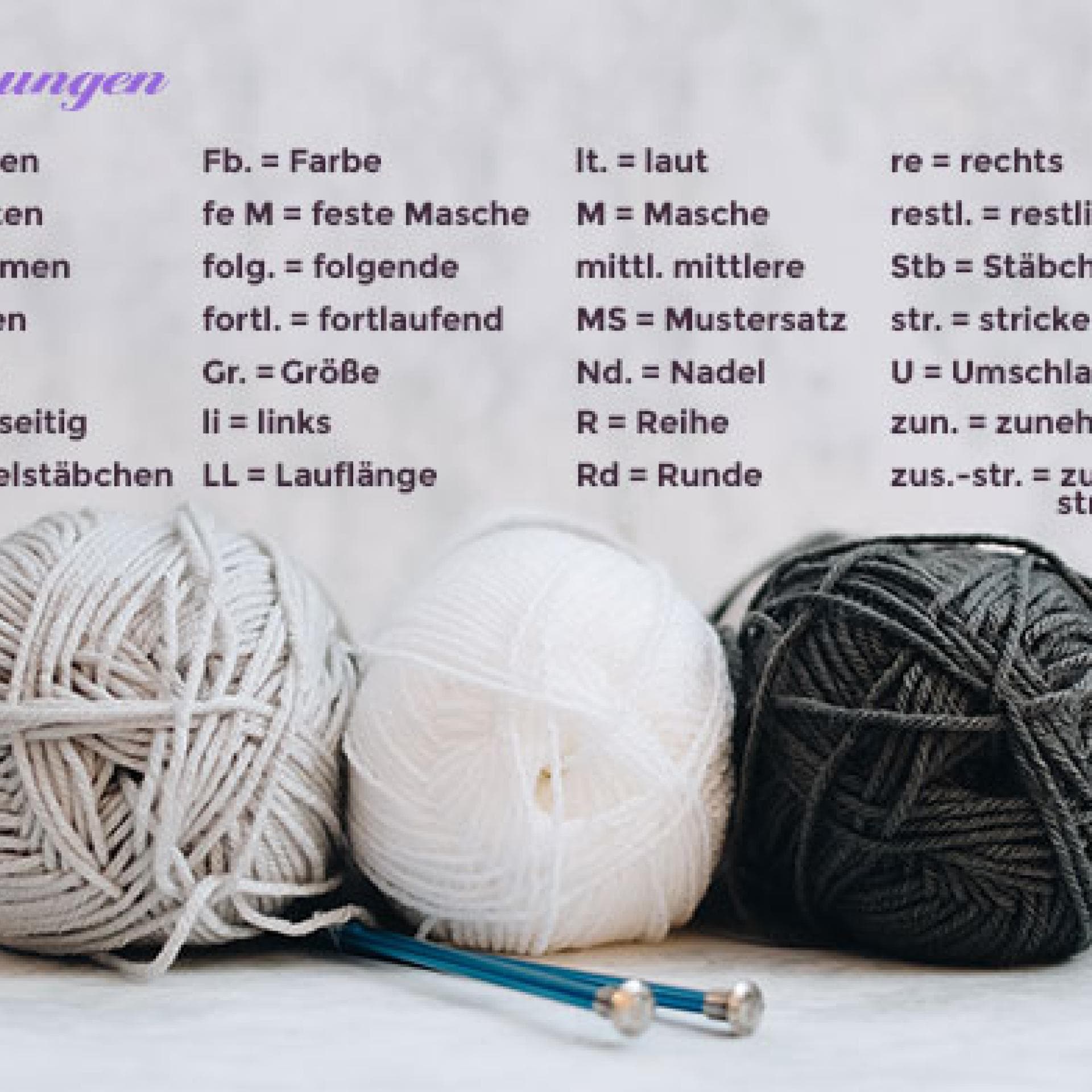 Stricken Abkürzungen Stricken Abkürzungen