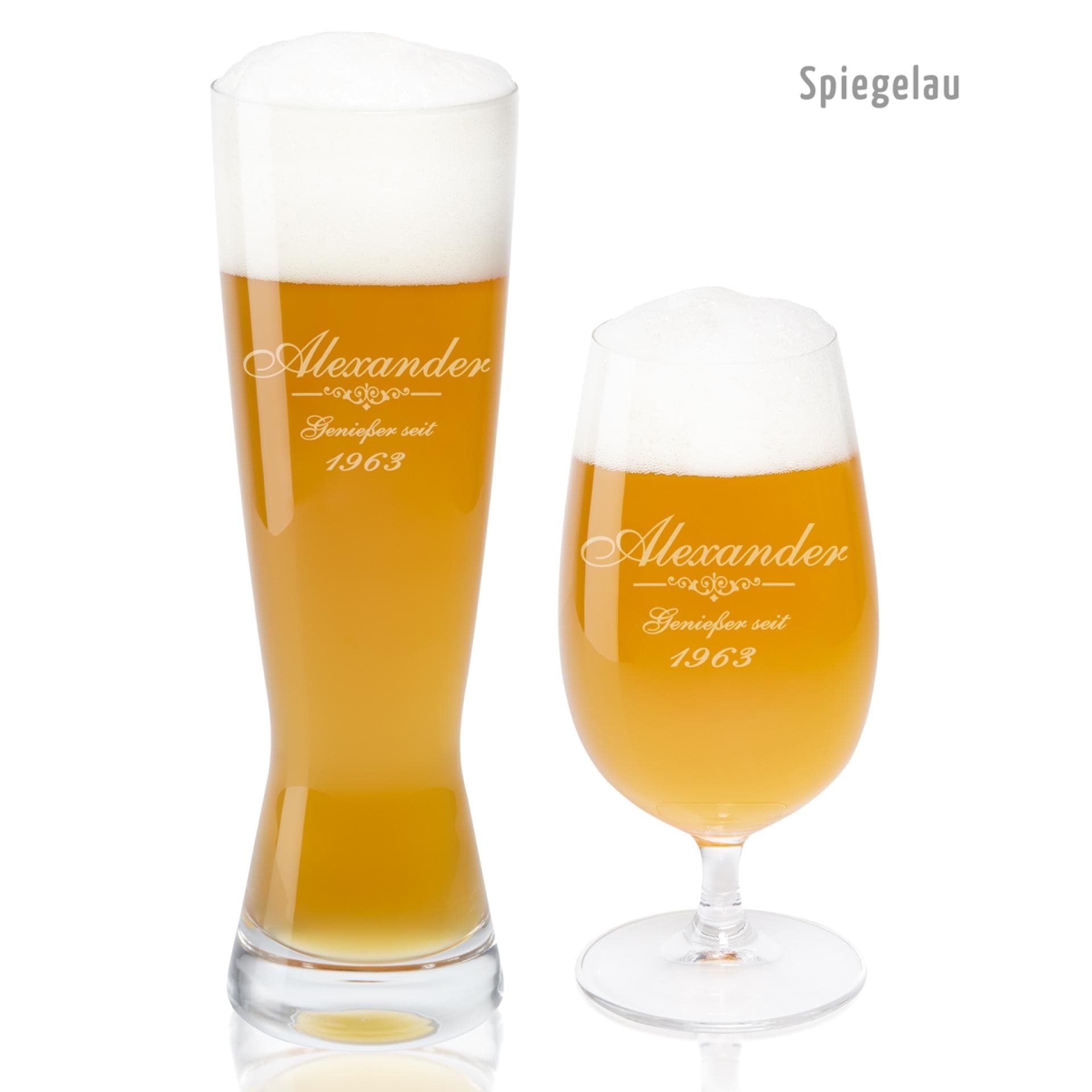 Mit Namen graviertes Bierglas