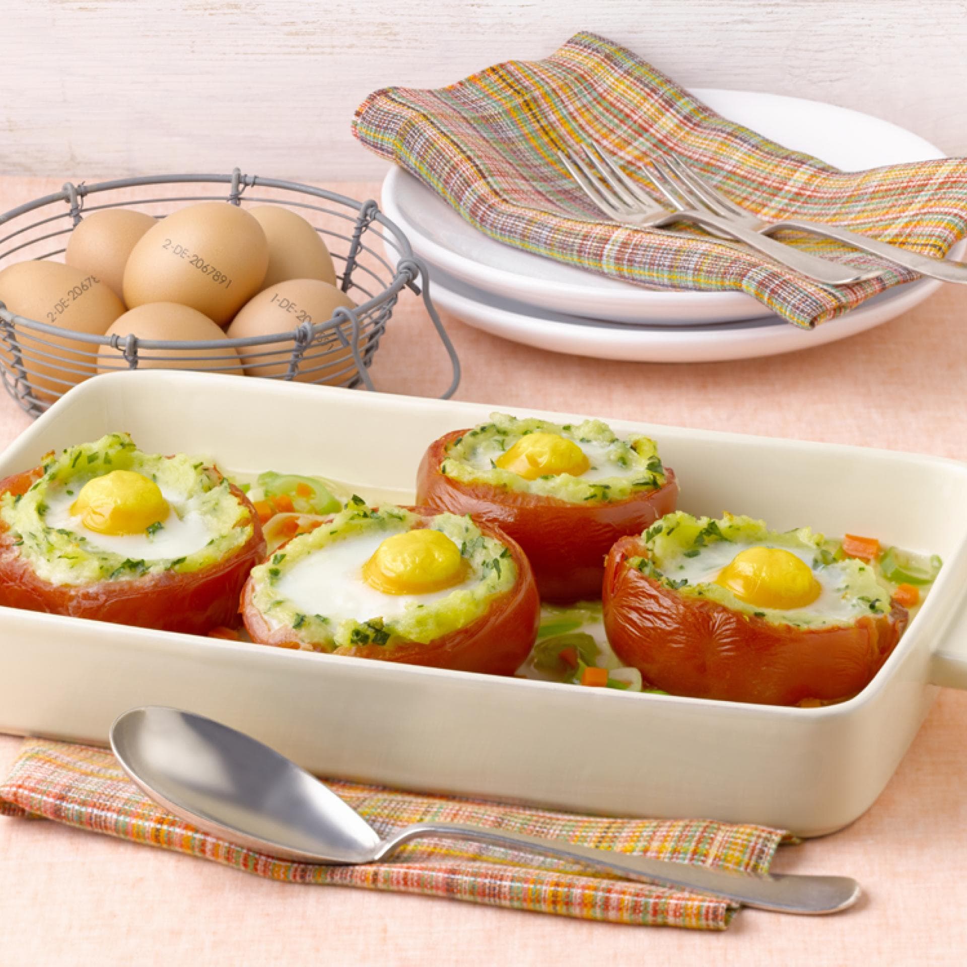 Gebackene Tomaten mit Ei