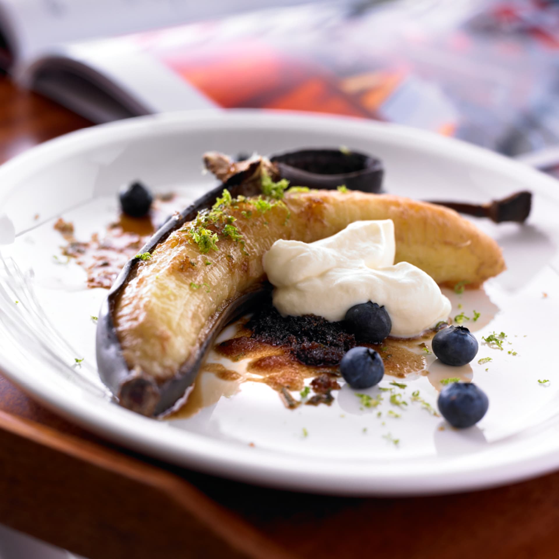 Gegrillte Banane Dessert aus gegrillter Banane