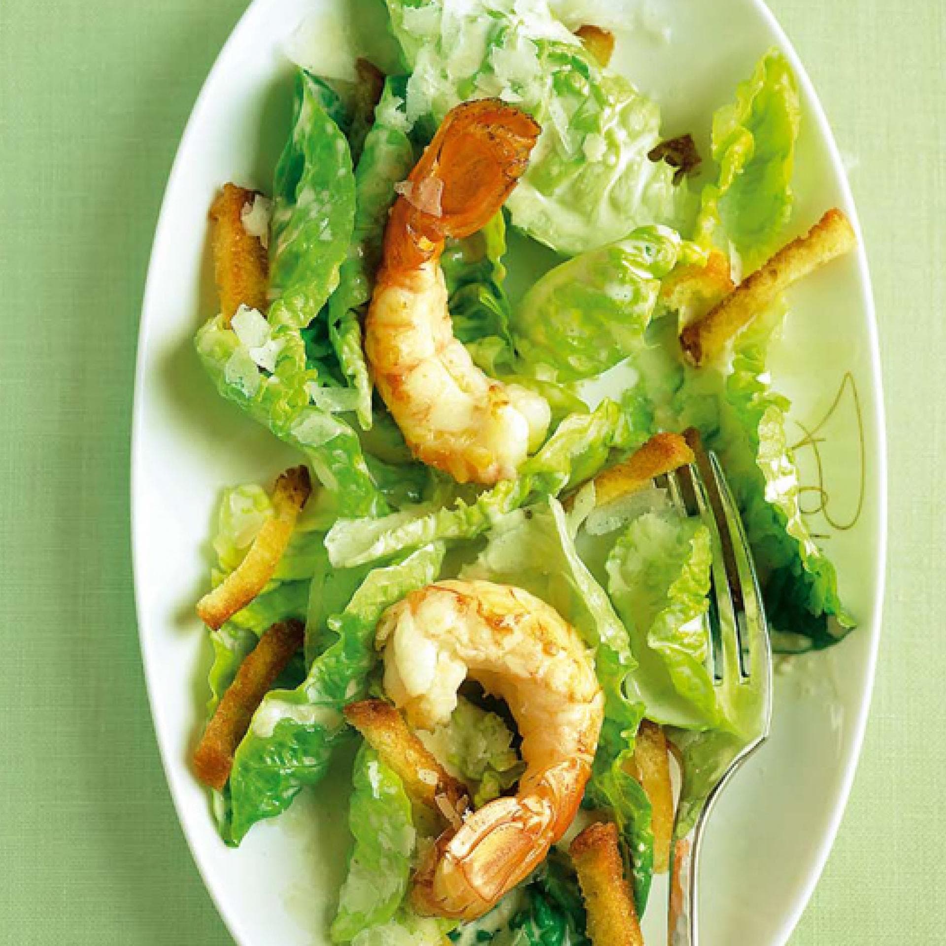 Caesar Salat mit Riesengarnelen - Ein abgewandelte Kreation des Ceasar Salads mit leckeren Riesengarnelen