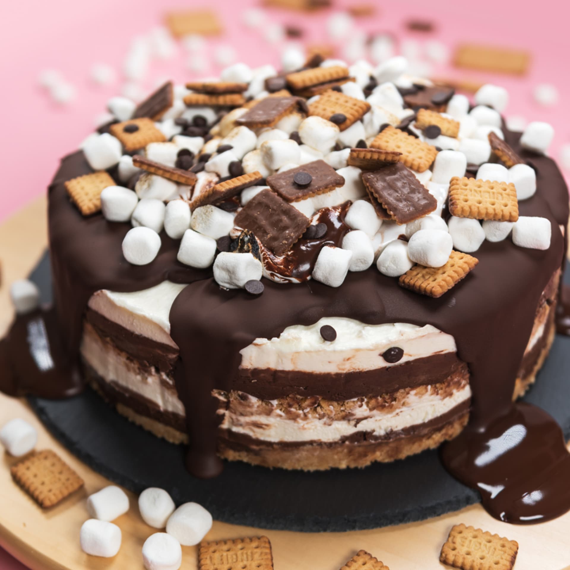 Smores Cake der Kuchen mit Marshmallows