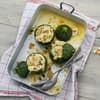 Runde Zucchini gefüllt mit Reis 