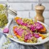 Süßkartoffel-Kumpir mit Birnen-Ziegenkäse-Füllung
