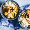 Seelachs und Garnelen in Currysauce 