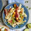 Pfirsich-Pasta mit Fenchel, Speck & Limettencreme