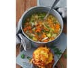 Gelbe Rüben-Suppe mit Kniala (Kartoffelsalat)