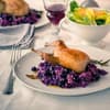 Wachteln auf Blaubeer-Risotto