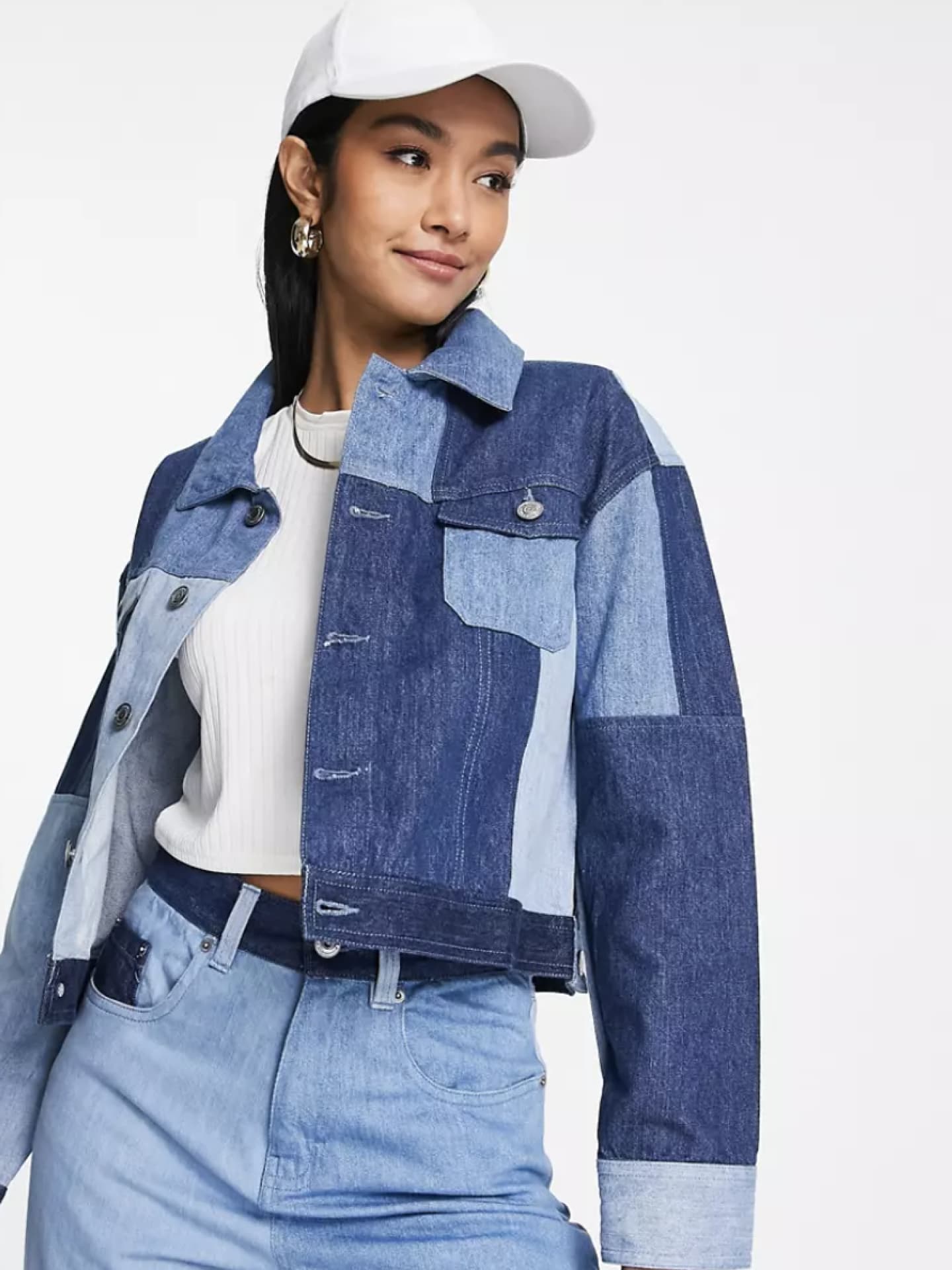 Jeansjacke mit Patchwork 