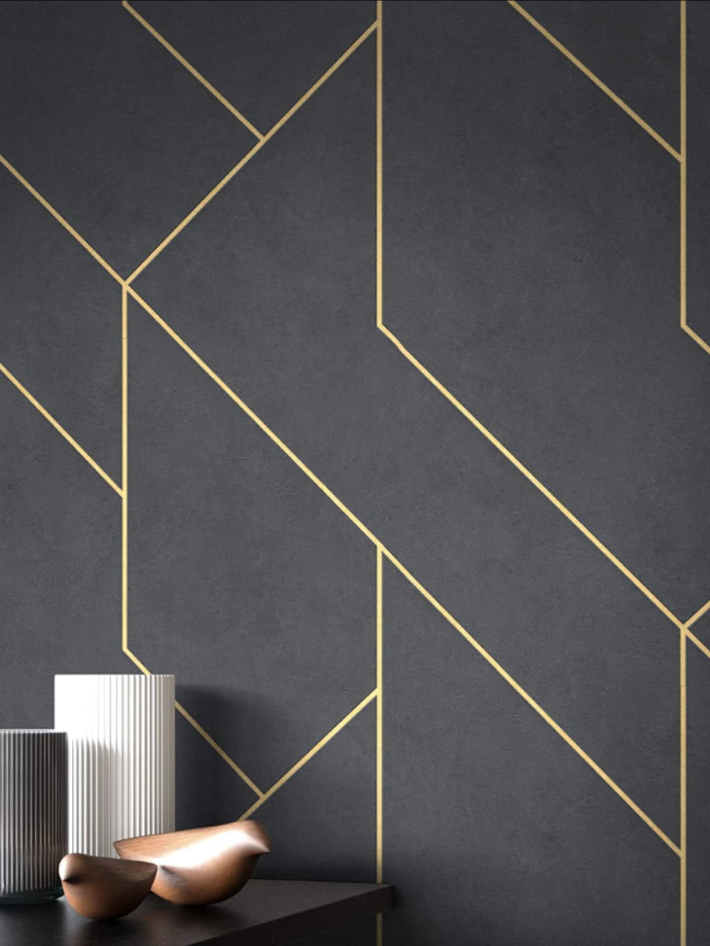 Tapete in Schwarz und Gold 