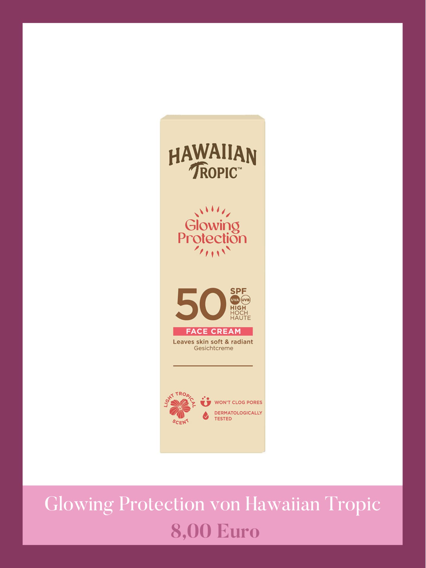 Beste Sonnencreme Gesicht Rossmann - Glowing Protection LSF50 von Hawaiian Tropic