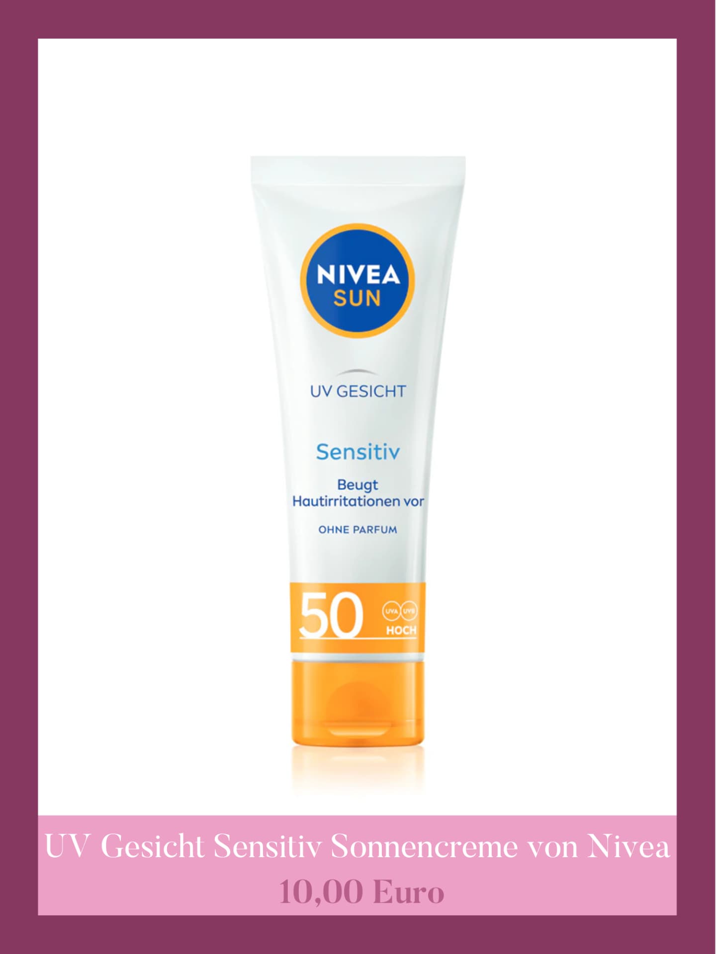 Beste Sonnencreme Gesicht Rossmann - UV Gesicht Sensitiv von Nivea