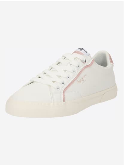 Pepe Jeans Sneaker Bambina Player Glow Gk - Bianco, Tomaia In Pelle, Chiusura Con Doppio Cinturino Adesivo