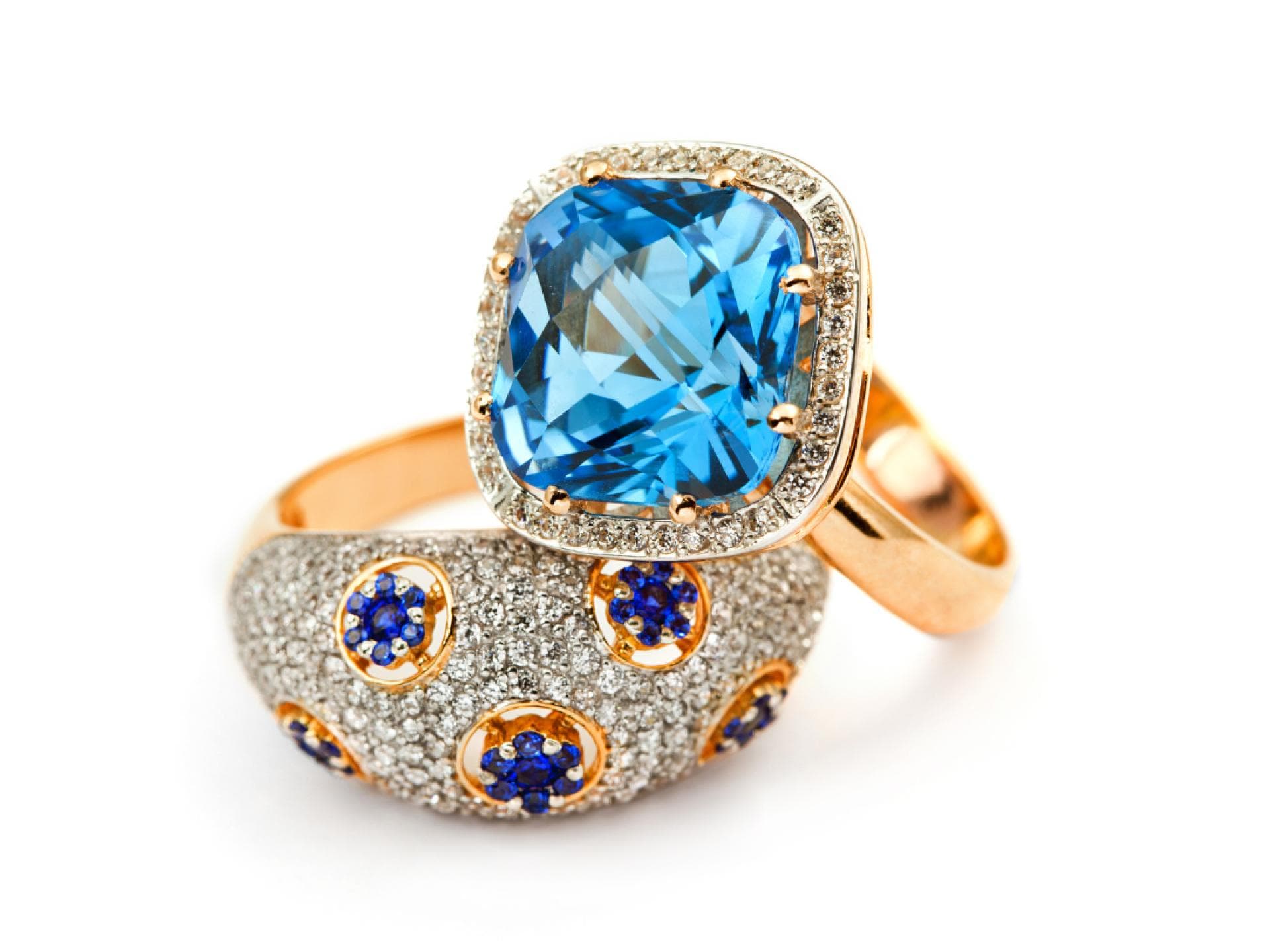 Edelstein blauer Saphir und Zirkonium Topas Edelstein blauer Saphir und Zirkonium Topas