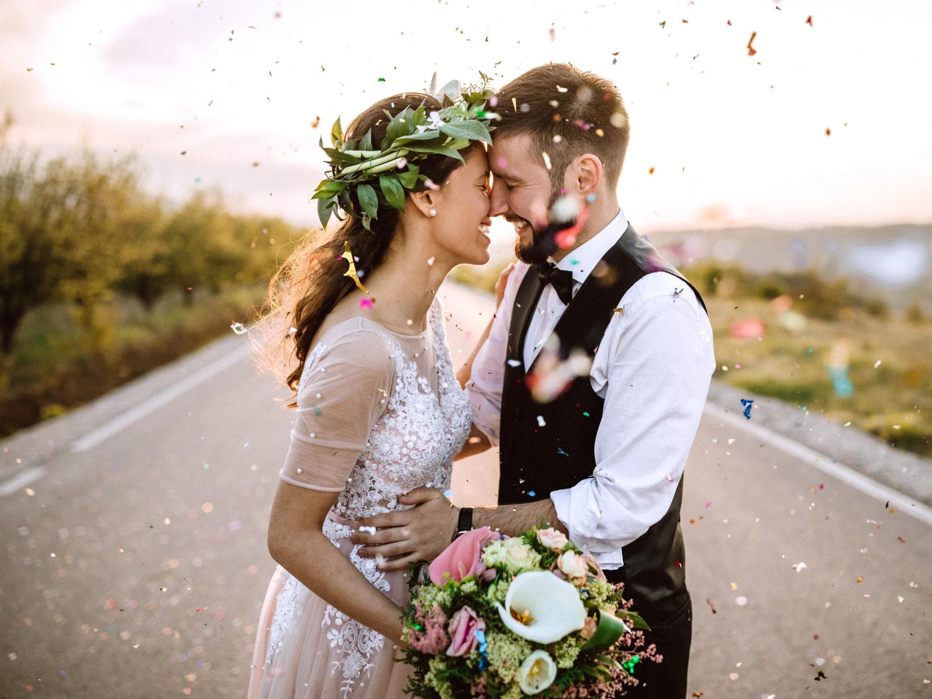Junges Paar Hochzeit