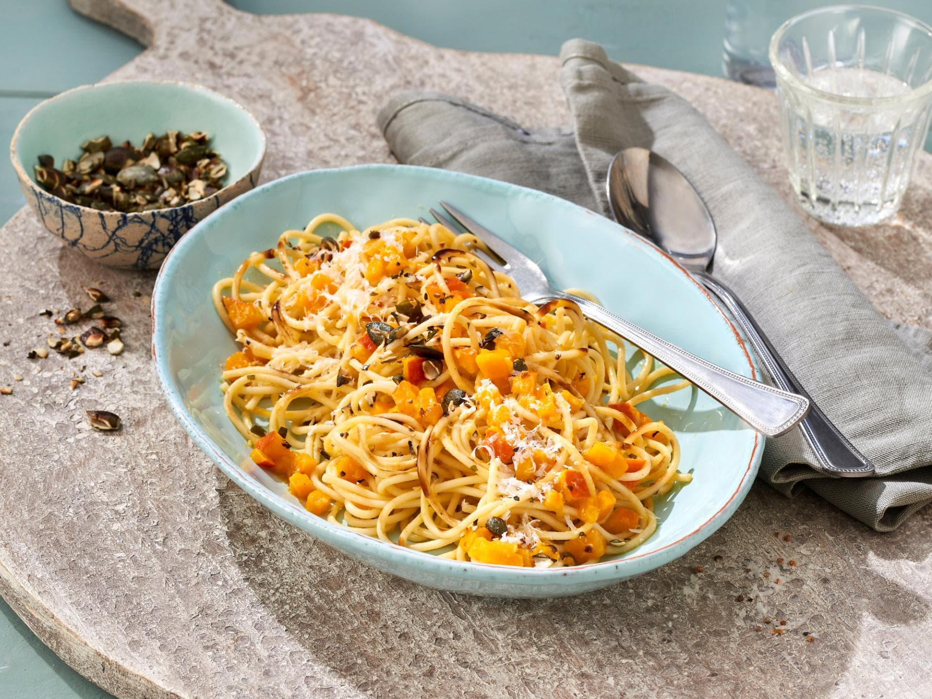 Spaghetti mit Kürbispesto