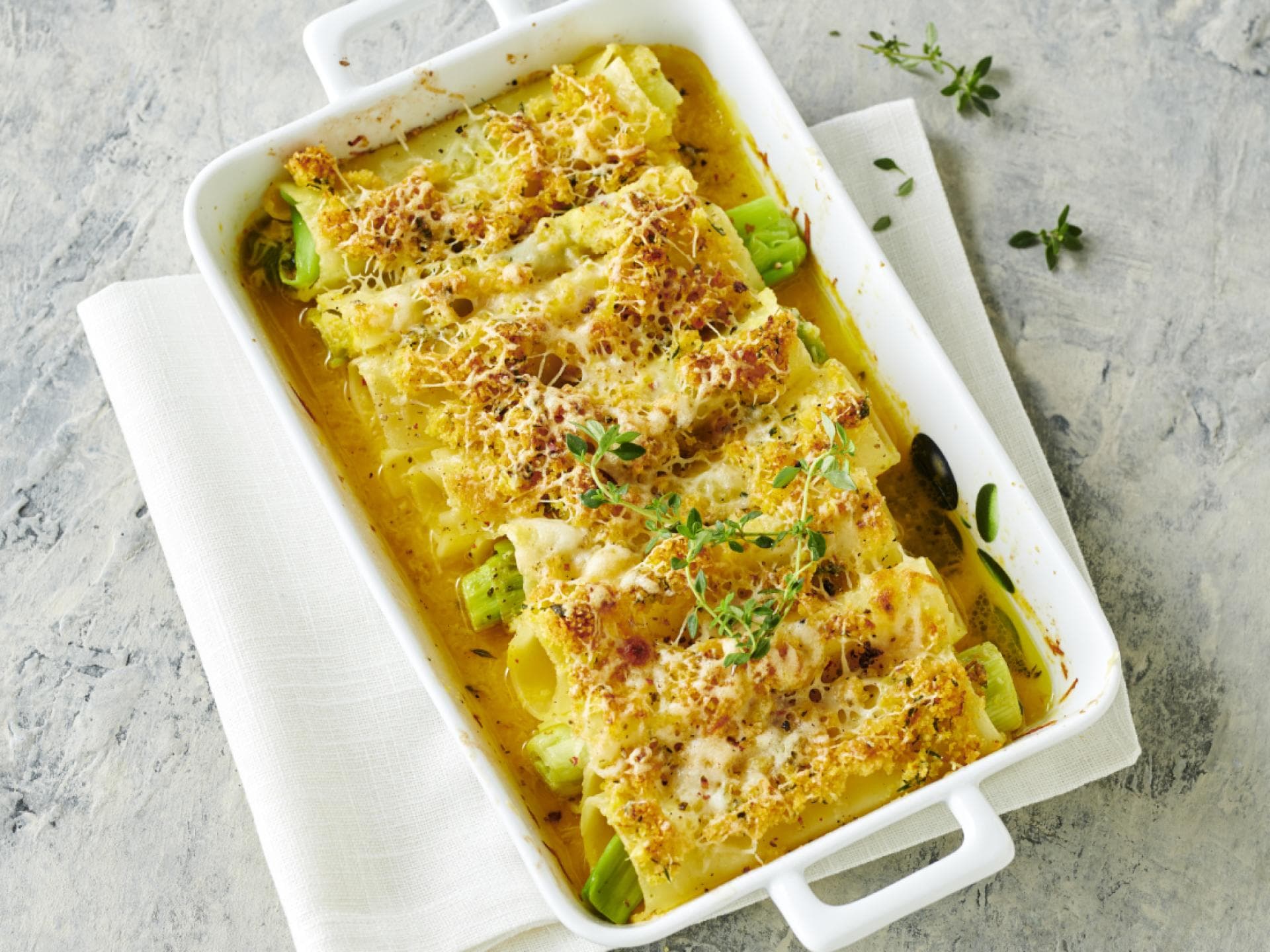 Überbackene Poree-Cannelloni Überbackene Poree-Cannelloni