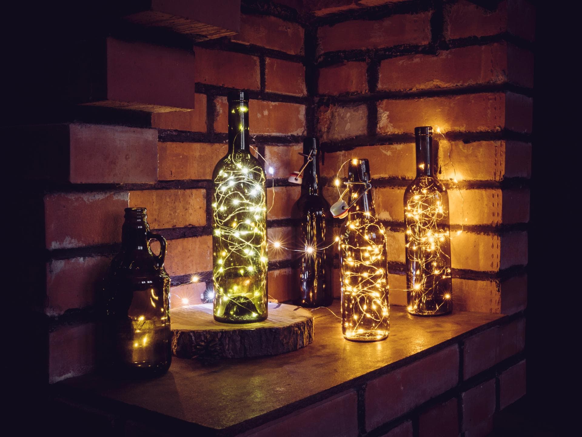 Lichter aus Weinflaschen 