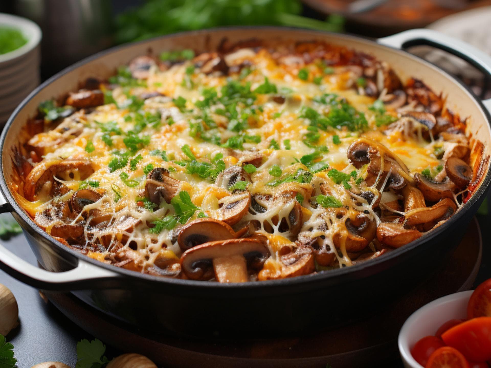 Pilzauflauf mit Kartoffeln und Käse