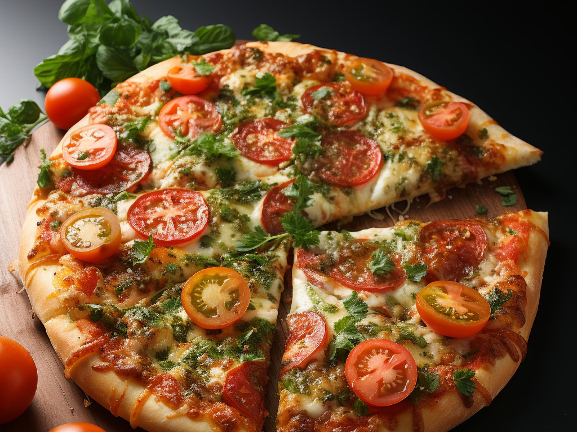Tomatenpizza mit Minzpesto 