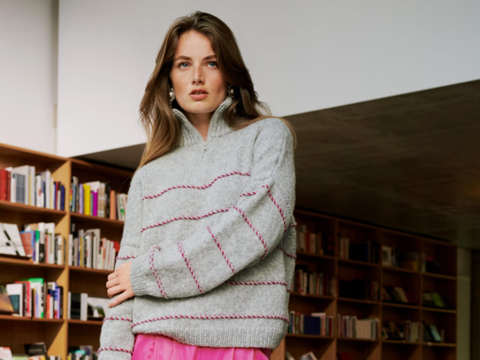 Oversize-Pullover mit Reißverschluss