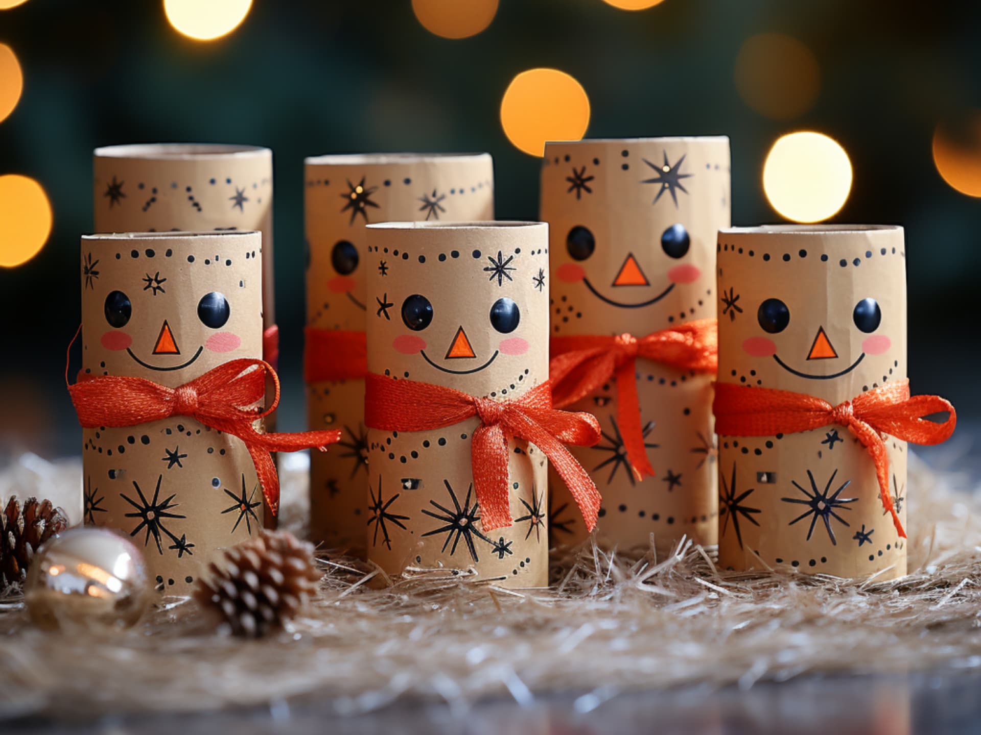 Schneemann-Adventskalender aus Klorollen