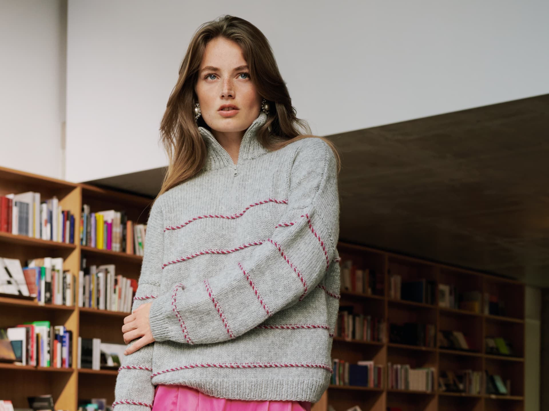 Strickpullover mit Reißverschluss