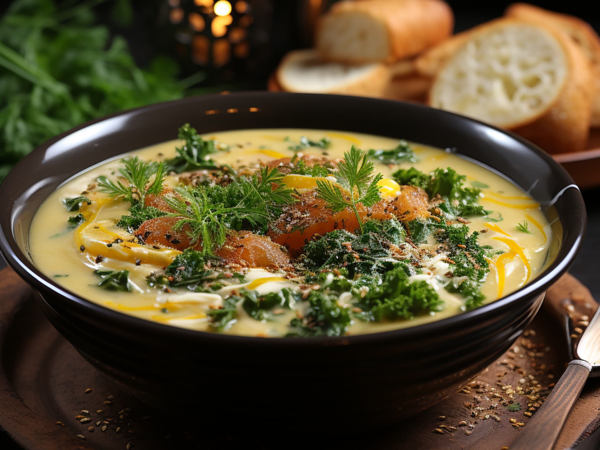Kartoffelsuppe mit Kurkuma und Lachs