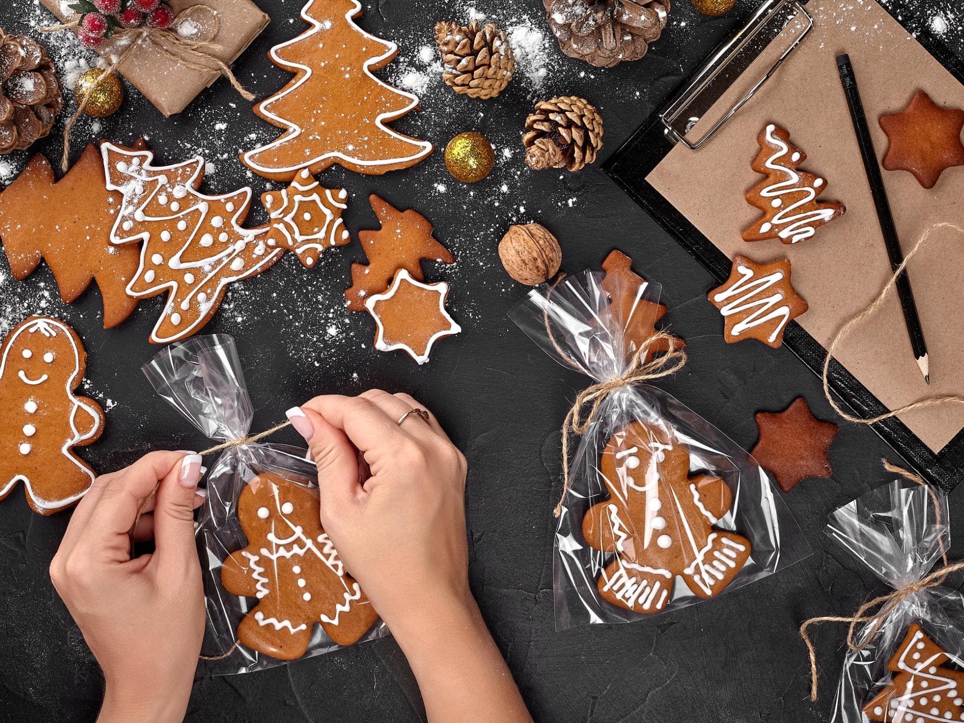 Lebkuchen in festlicher Verpackung.