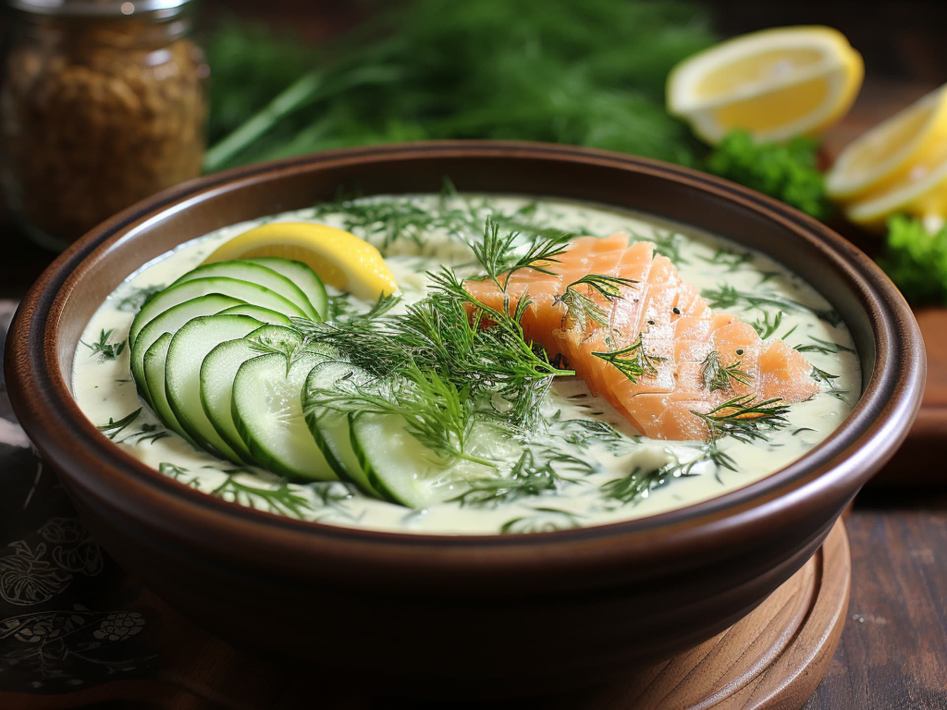 Gurkensuppe mit Lachs