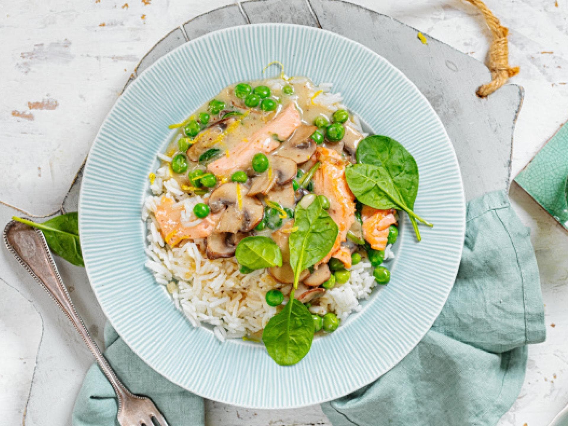 Lachs-Geschnetzeltes mit Senfsauce.
