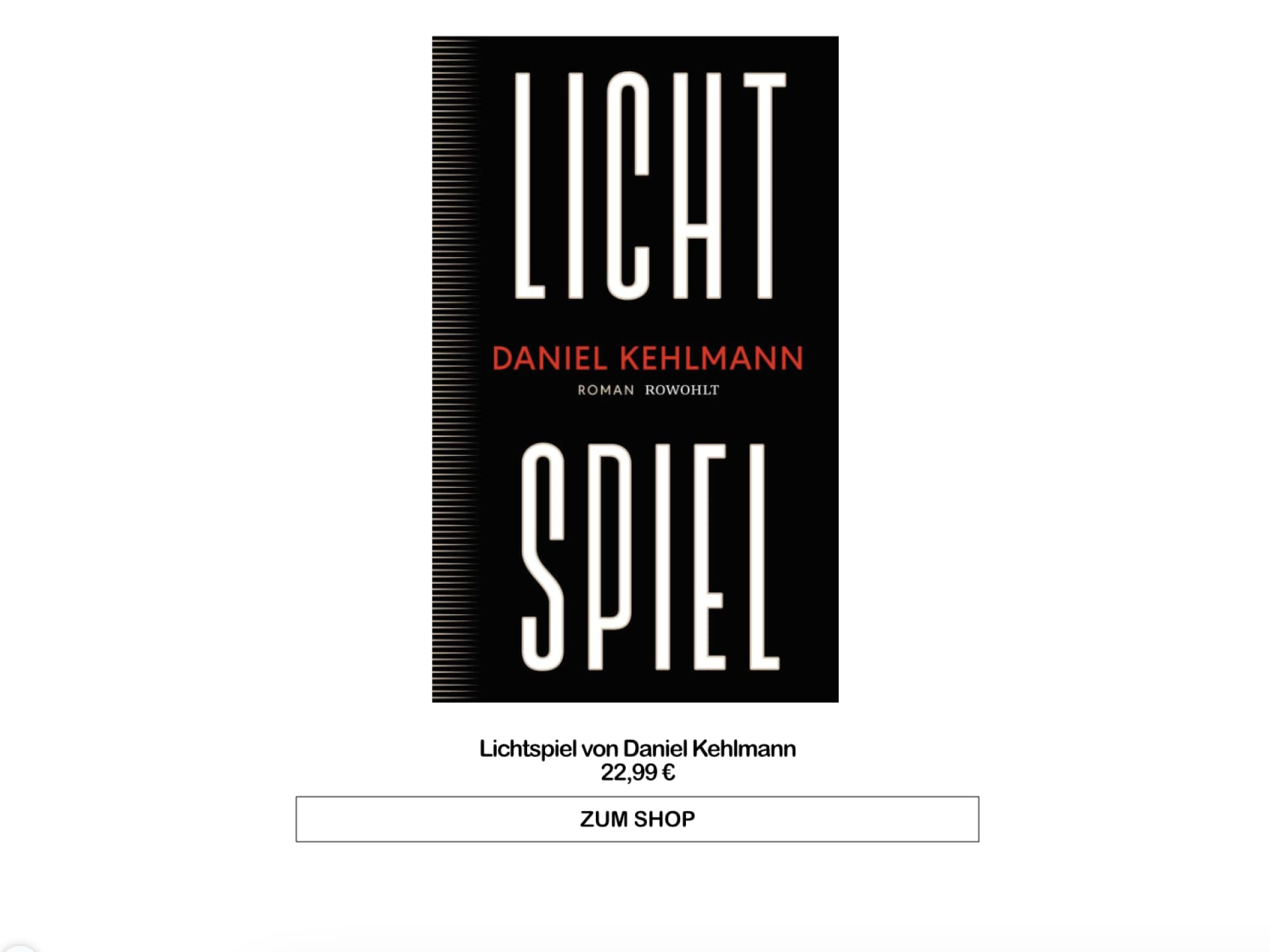 Lichtspiel von Daniel Kehlmann