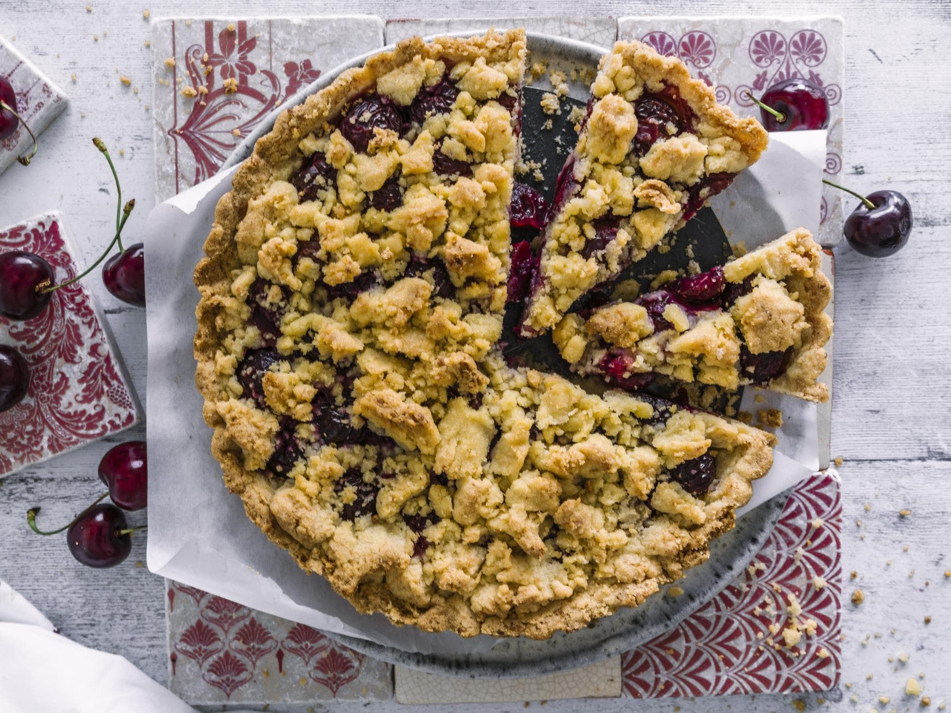 Kirsch-Streuselkuchen mit Kokos