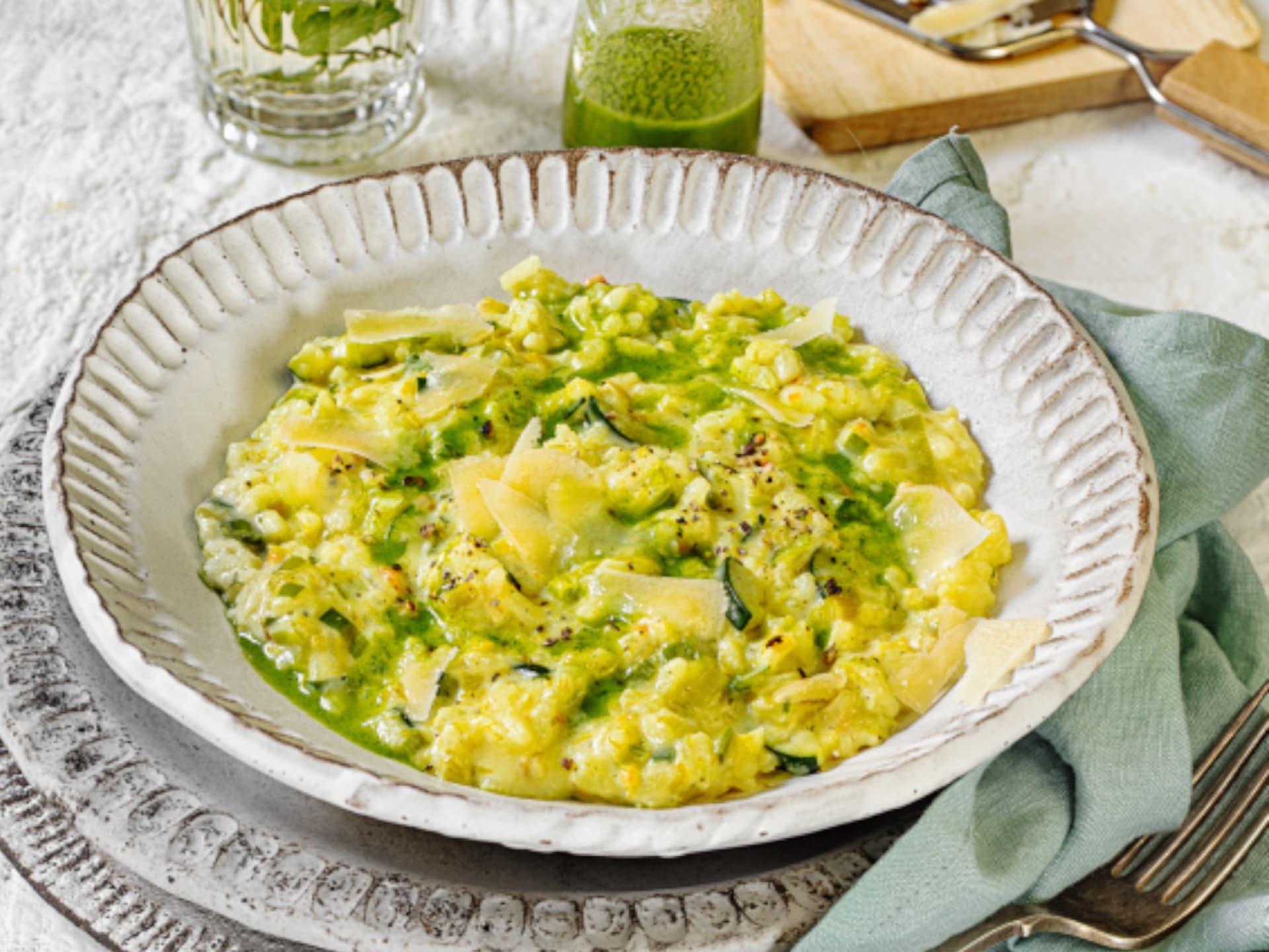 Grünes Gemüse-Risotto