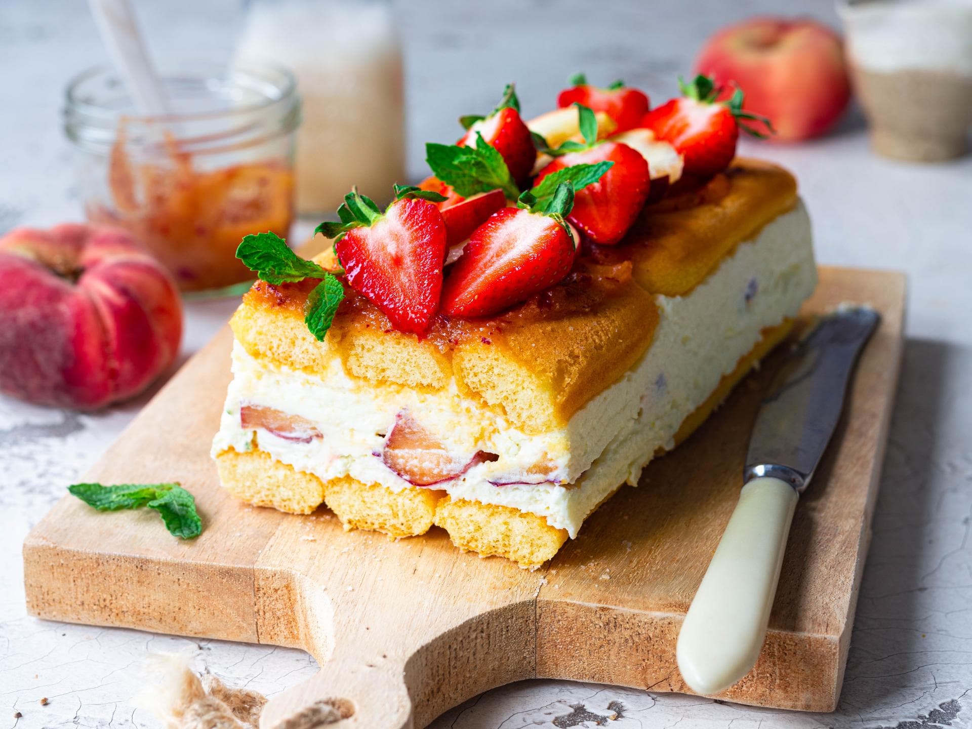 Pfirsich-Erdbeerkuchen Pfirsich-Erdbeerkuchen