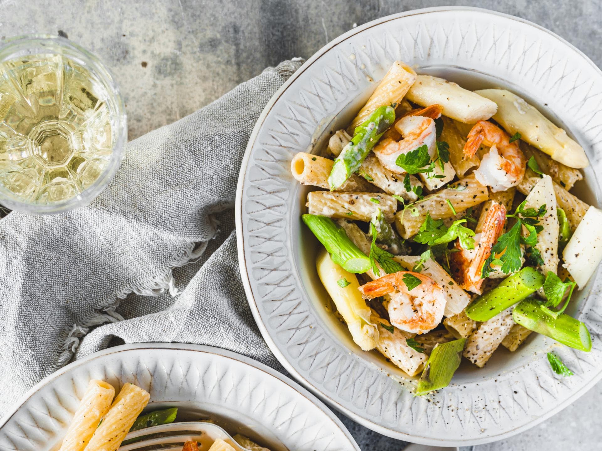 Spargel-Garnelen-Pasta