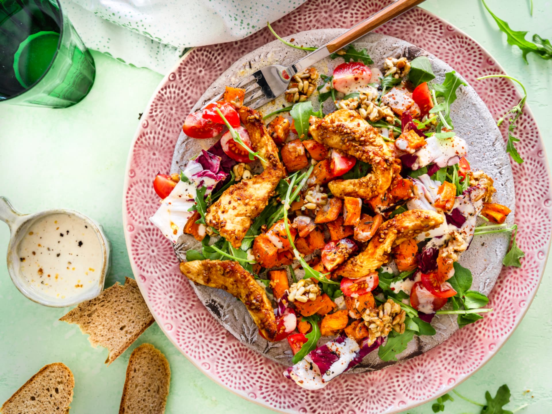 Süßkartoffelsalat mit Hähnchen