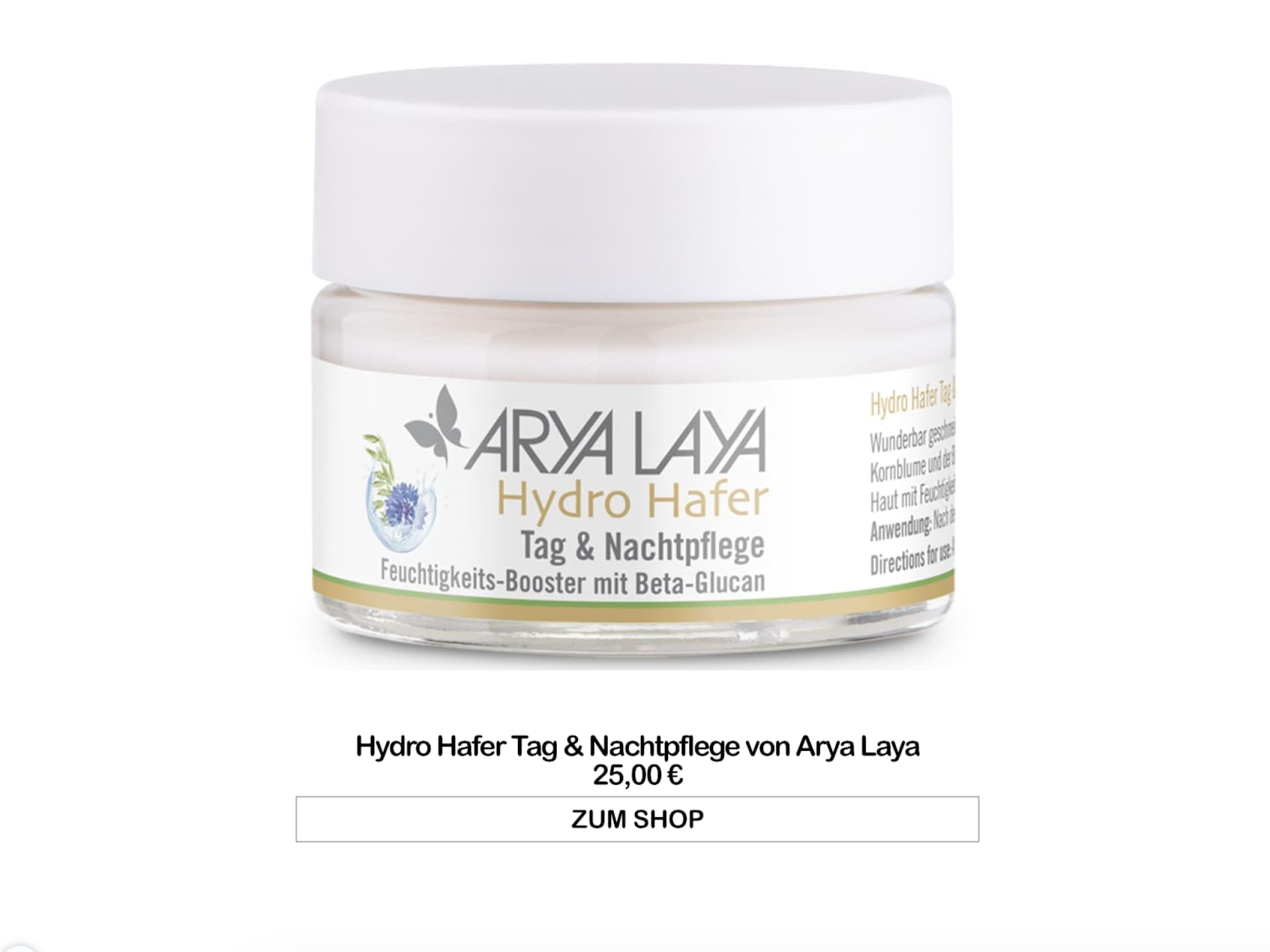 Arya Laya Hydro Hafer Tag & Nachtpflege
