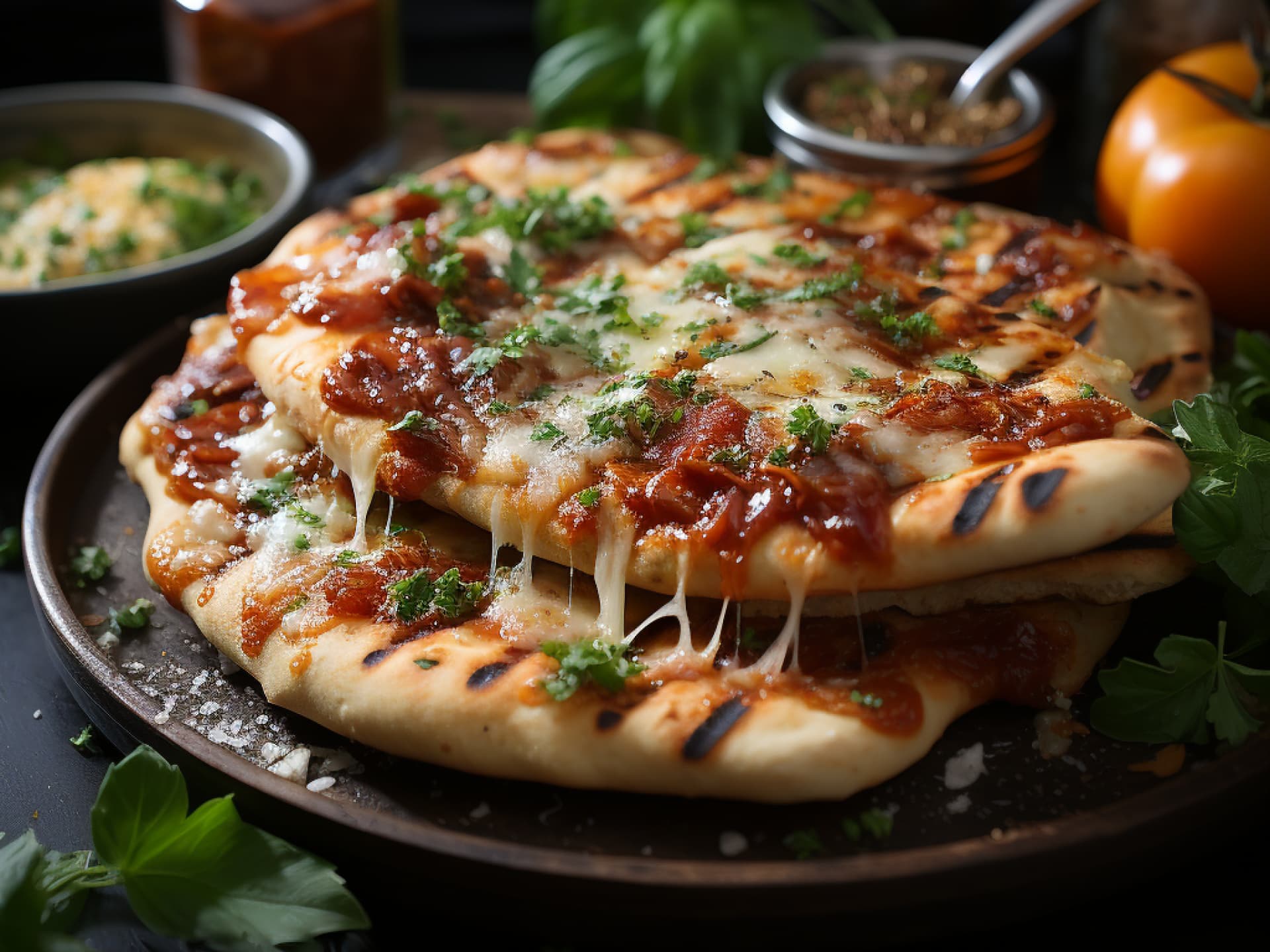 Naan-Pizza mit Kartoffeln 