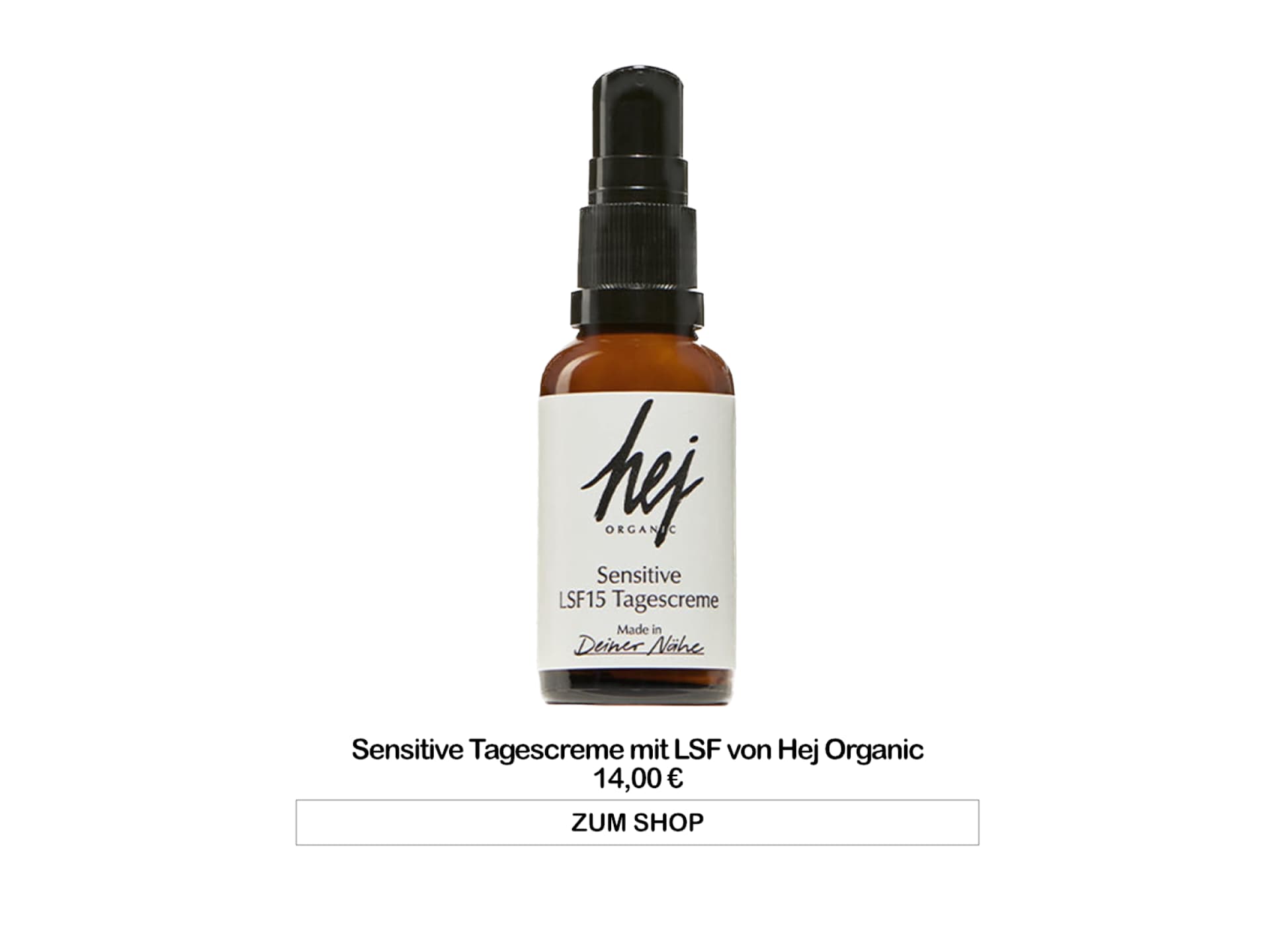 Sensitive Tagescreme mit LSF von Hej Organic