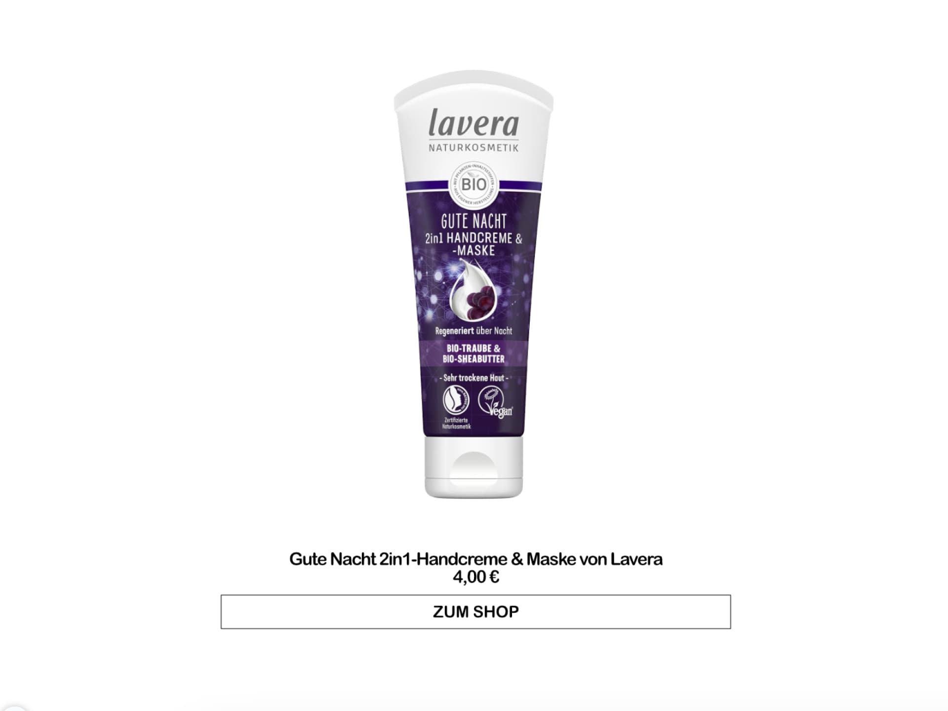 Beste Handcreme von Rossmann - Gute Nacht 2in1 Handcreme von Lavera