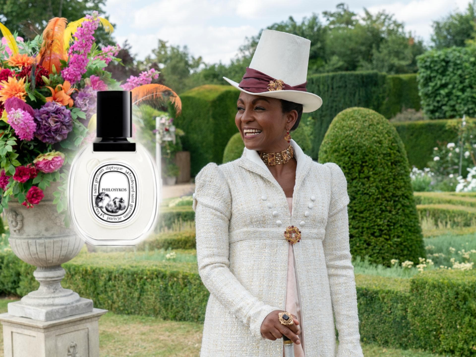 Lady Danbury aus Bridgerton mit dem Diptyque Parfum Lady Danbury aus Bridgerton mit dem Diptyque Parfum
