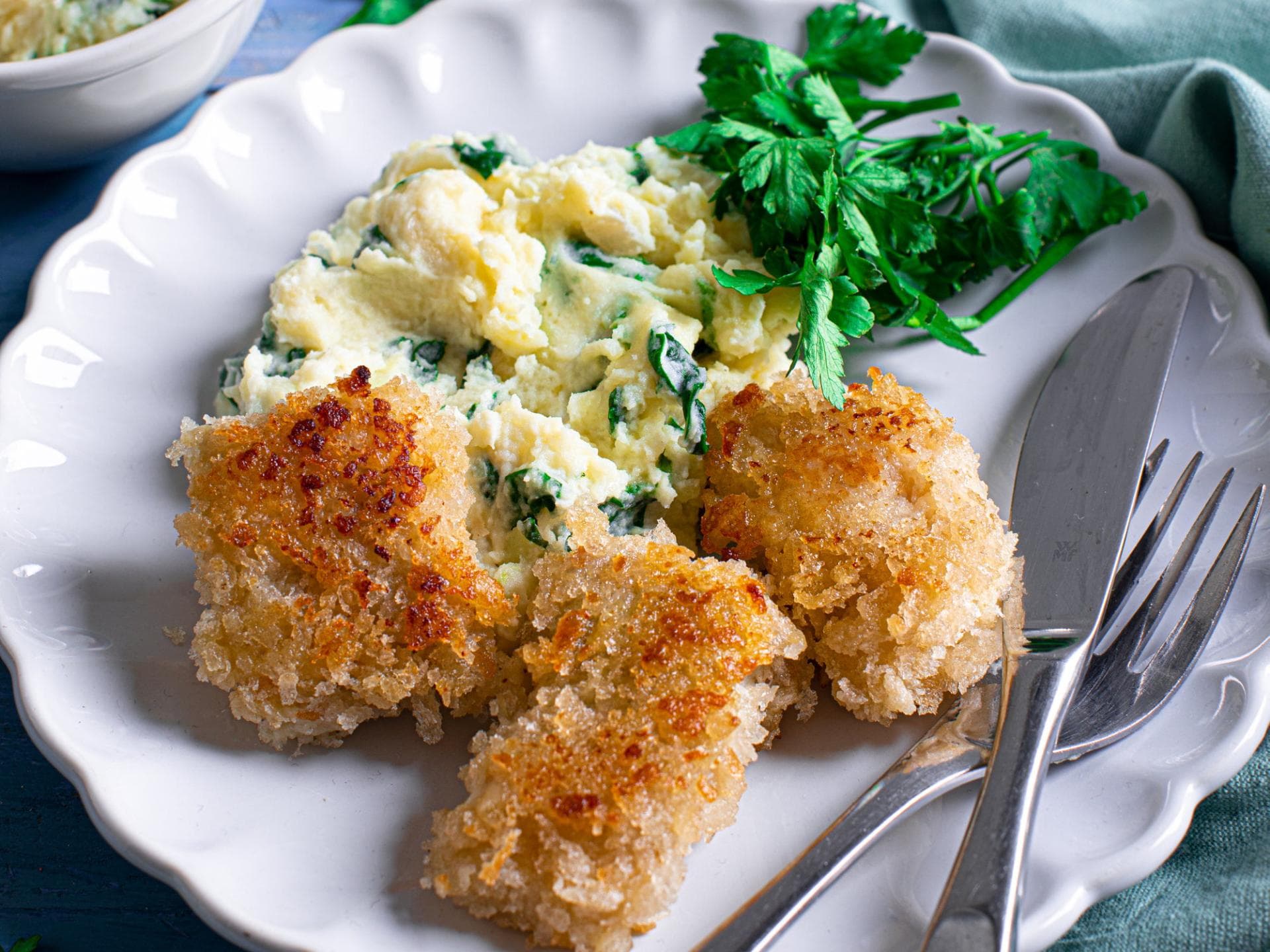 Fischnuggets mit Kartoffelstampf