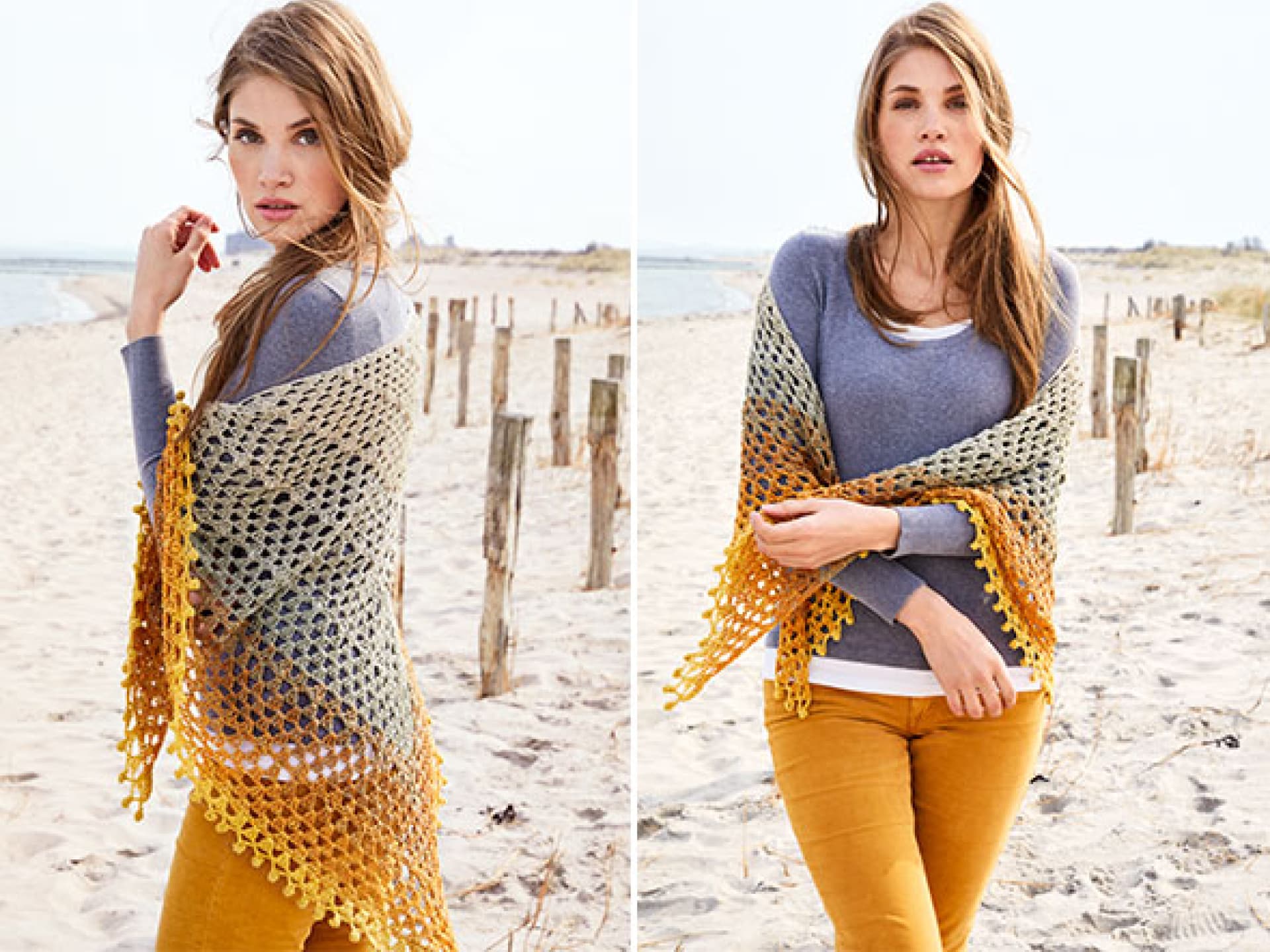 Häkeln im Sommer - Model mit Farbverlauf-Stola