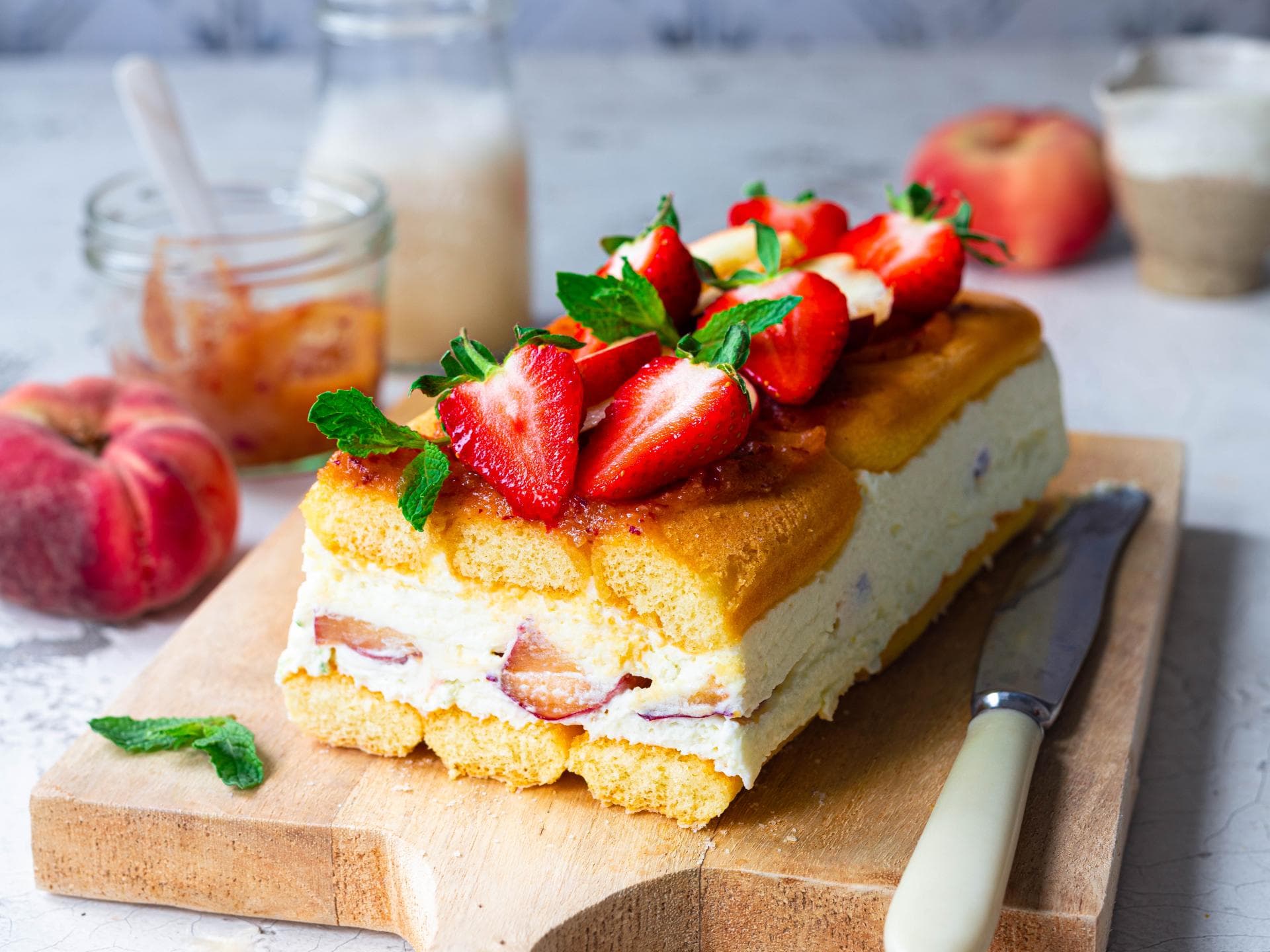 Pfirsich-Erdbeerkuchen 